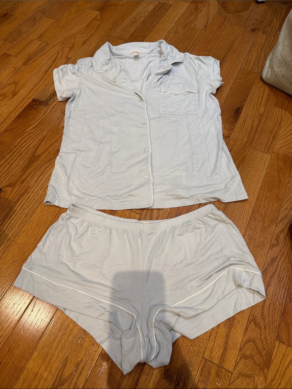 Eberjey Light Blue Pajama Set - Short Sleeve Top with matching Shorts, Size M